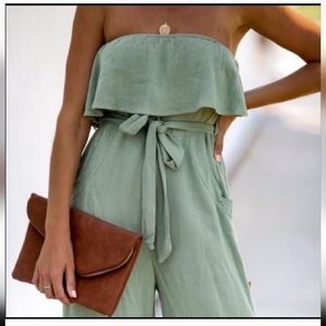 Vici teal pant romper
